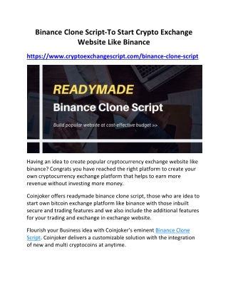Binance Clone Script Development Company - Coinjoker