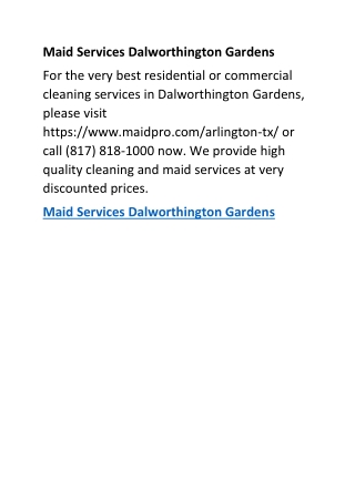 Maid Services Dalworthington Gardens