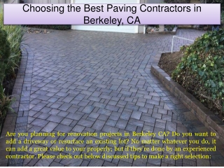 Choosing the Best Paving Contractors in Berkeley, CA