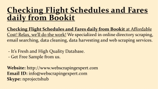Checking Flight Schedules and Fares daily from Bookit