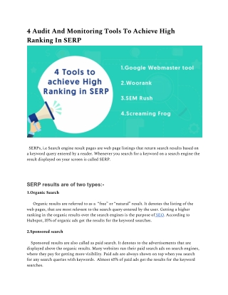 4 Audit And Monitoring Tools To Achieve High Ranking In SERP