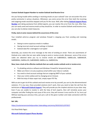 Contact Outlook Support Number to resolve Outlook Send Receive Error