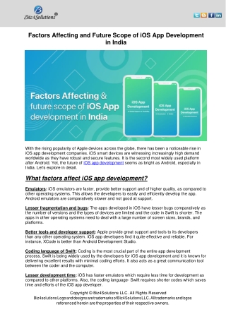 Factors Affecting and Future Scope of iOS App Development in India