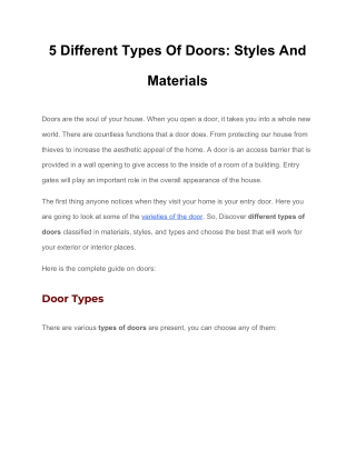 5 Different Types Of Doors: Styles And Materials