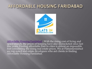 Affordable Housing in Faridabad for sale