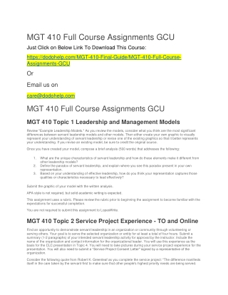 MGT 410 Full Course Assignments GCU