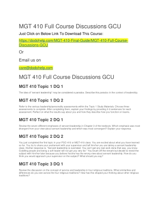 MGT 410 Full Course Discussions GCU