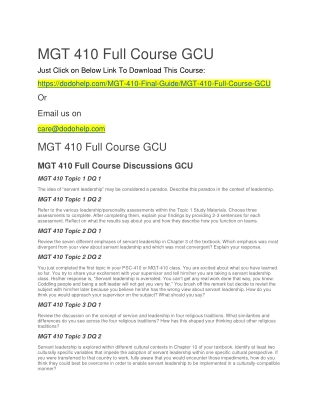 MGT 410 Full Course GCU