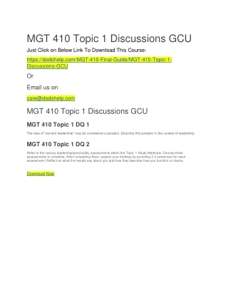 MGT 410 Topic 1 Discussions GCU