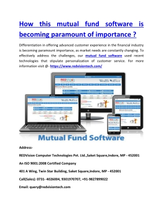 How this mutual fund software is becoming paramount of importance ?