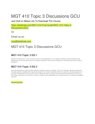 MGT 410 Topic 3 Discussions GCU