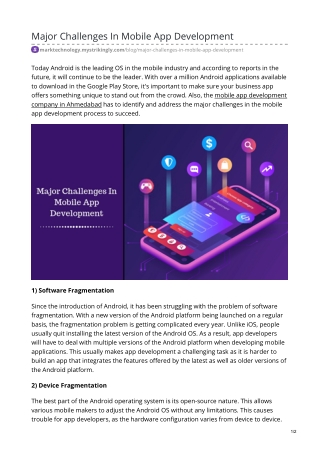 Major Challenges In Mobile App Development