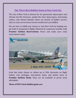 The Three Best Hidden Gems in New York City – Frontier Airlines Reservations