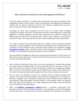 Why a Business should use Leave Management Software?