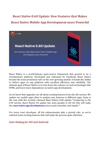 React Native 0.60 Update: New Features that Makes React Native Mobile App Development more Powerful