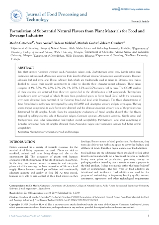 Formulation of Substantial Natural Flavors from Plant Materials for Food and Beverage Industries