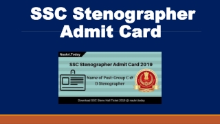 Download SSC Stenographer Admit Card 2020 for Group C & D Exam