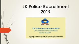 JK Police Recruitment 2019, Apply For JK Police 2700 Constable Jobs