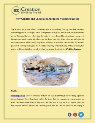 Why Candies and Chocolates Are Ideal Wedding Favours