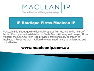 Best Boutique Law Firms in Sydney - Maclean IP