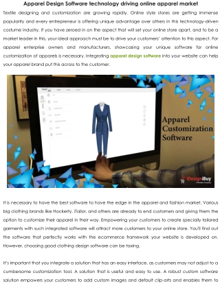 Apparel Design Software technology driving online apparel market