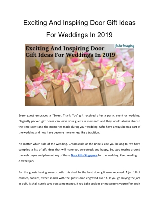 Exciting And Inspiring Door Gift Ideas For Weddings In 2019