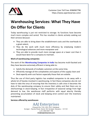 Warehousing Services: What They Have On Offer For Clients