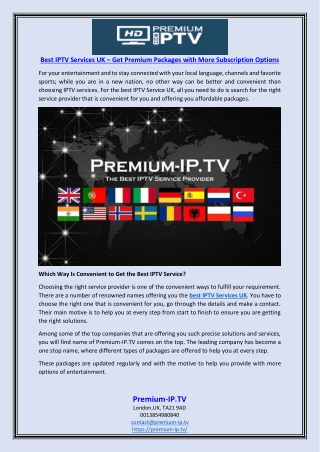 Best IPTV Services UK – Get Premium Packages with More Subscription Options