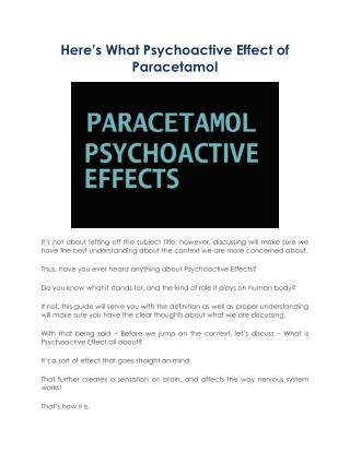 Here’s What Psychoactive Effect Is & Paracetamol