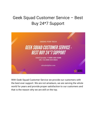 Geek Squad Customer Service – Best Buy 24*7 Support