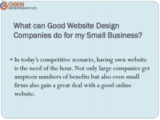What can Good Website Design Companies do for my Small Business