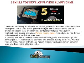 5 SKILLS YOU DEVELOP PLAYING RUMMY GAME| SILKRUMMY