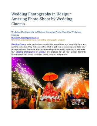 Wedding Photography in Udaipur Amazing Photo-Shoot by Wedding Cinema