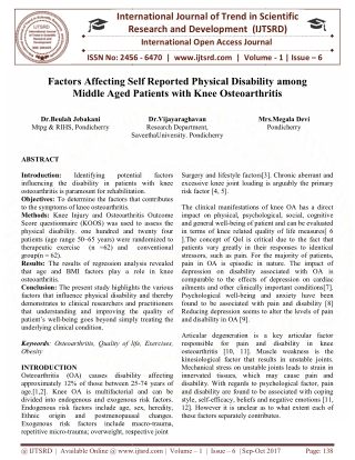Factors Affecting Self Reported Physical Disability Among Middle Aged Patients With Knee Osteoarthritis