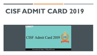 CISF Admit Card 2019 | Download CISF Constable/ Tradesman Call Letter