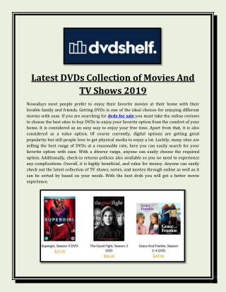 Latest DVDs Collection of Movies And TV Shows 2019