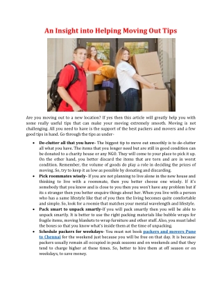 An Insight into Helping Moving Out Tips