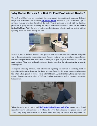 Why Online Reviews Are Best To Find Professional Dentist