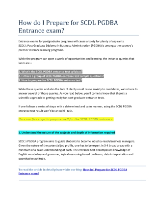 How do I Prepare for SCDL PGDBA Entrance exam?