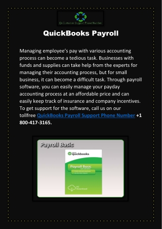 Quickbooks Payroll Support Phone Number: 1-800-417-3165