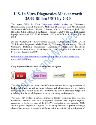 U.S. In Vitro Diagnostics Market worth $ 25.99 Billion by 2020