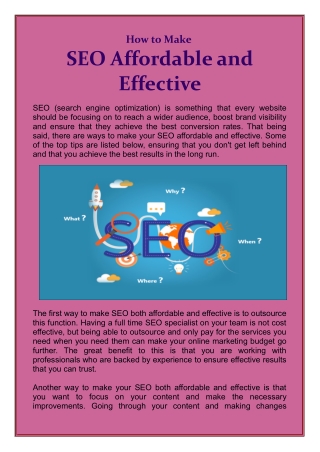 How to Make SEO Affordable and Effective