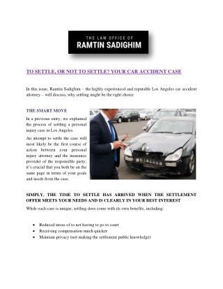 To Settle, or Not to Settle? Your Car Accident Case