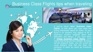 Get Experience in Business Class Flights Seats –Business Class Airfare