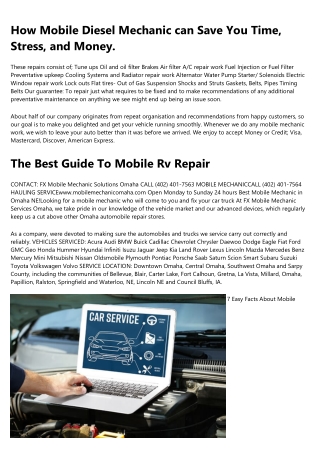 About Mobile Auto Repair