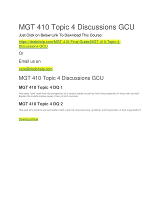 MGT 410 Topic 4 Discussions GCU