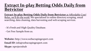 Extract In-play Betting Odds Daily from Betvictor