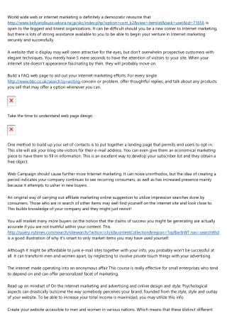 Improving Your Bottom Line - Web Marketing Recommendations!