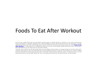 Foods To Eat After Workout