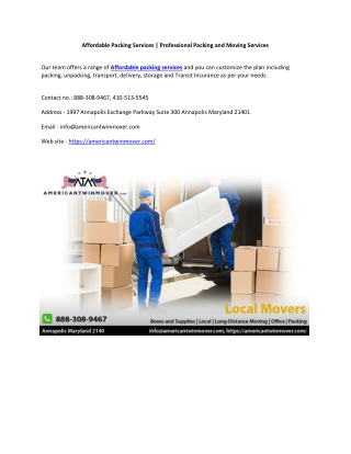 Affordable Packing Services